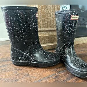 Black sparkle Hunter rain boots size 12